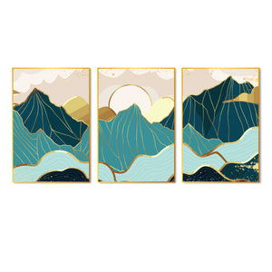 Sunrise Abstract Floating Canvas Wall Painting Set of Three