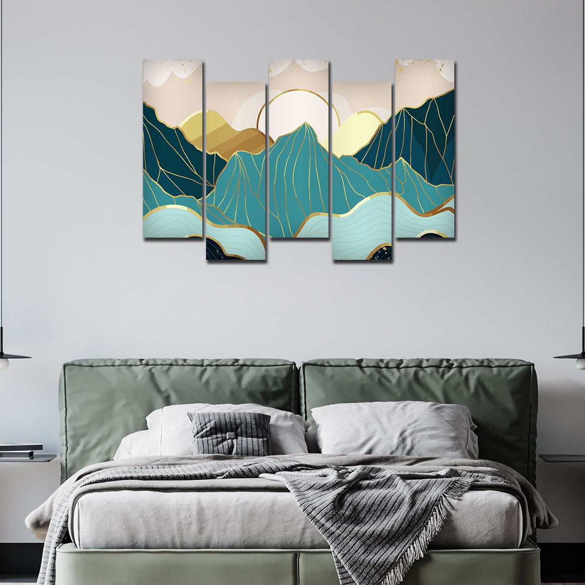 Sunrise Abstract Mountains Premium Canvas Wall Painting