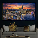 Sunset London City Floating Frame Crystal Painting
