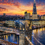 Sunset London City Floating Frame Crystal Painting