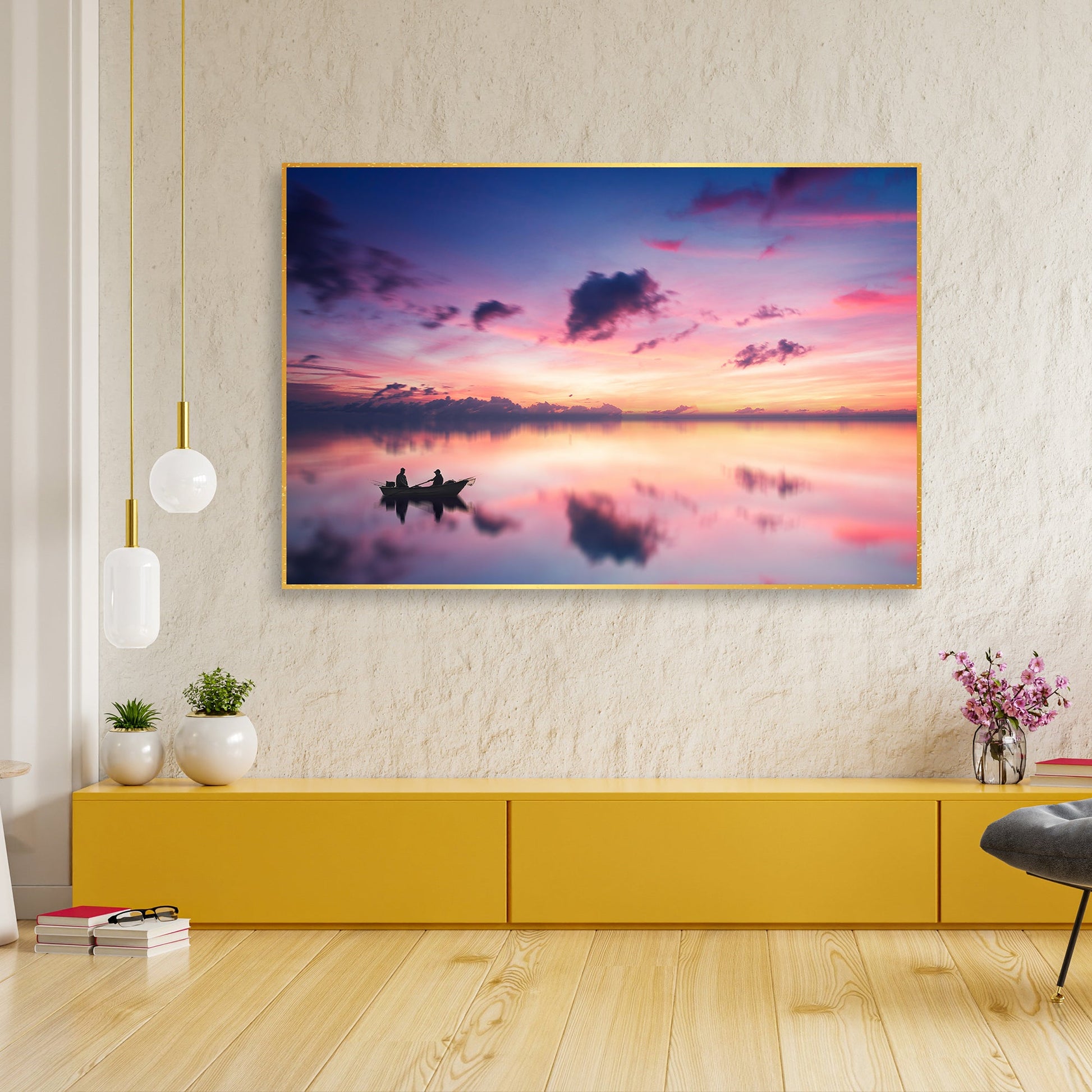 Sunset View of Horizon Floating Canvas Wall Painting