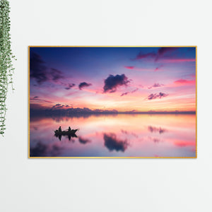 Sunset View of Horizon Floating Canvas Wall Painting