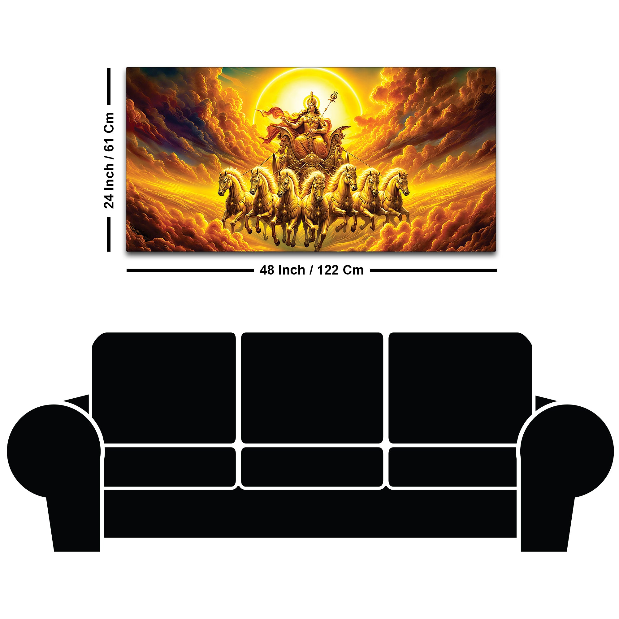 Surya Dev Golden Chariot Premium Wall Painting