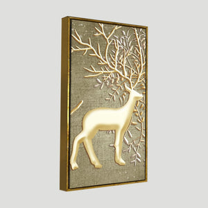 Swamp Deer in Forest Premium Canvas Wall Painting