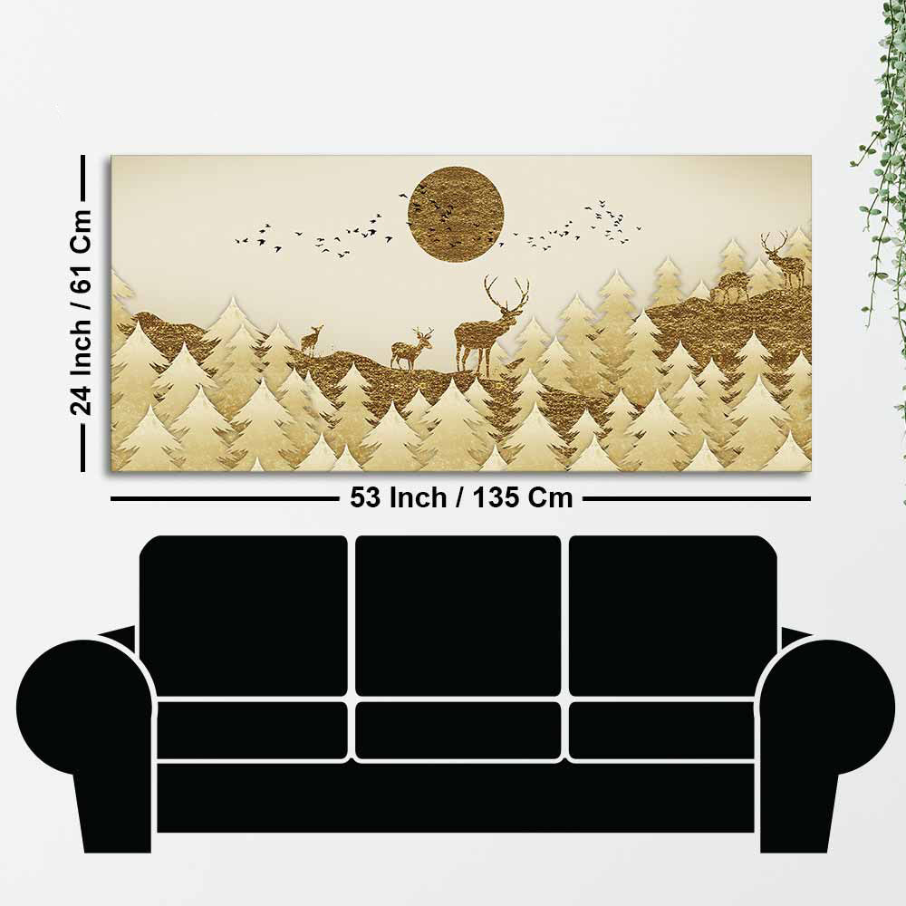 Swamp Deer in Forest Premium Wall Painting