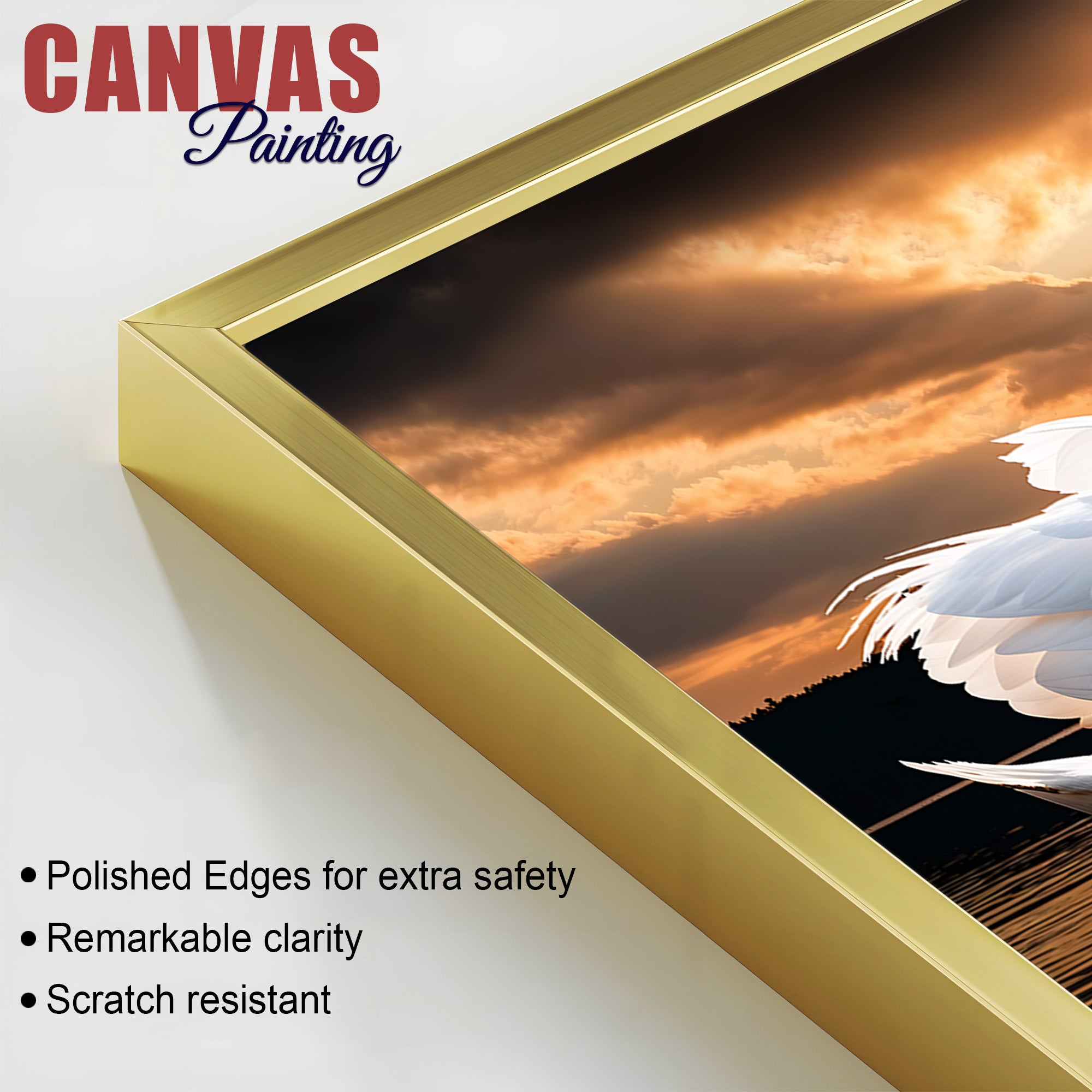 Swan Love Canvas Wall Painting for Bedroom Home Décor