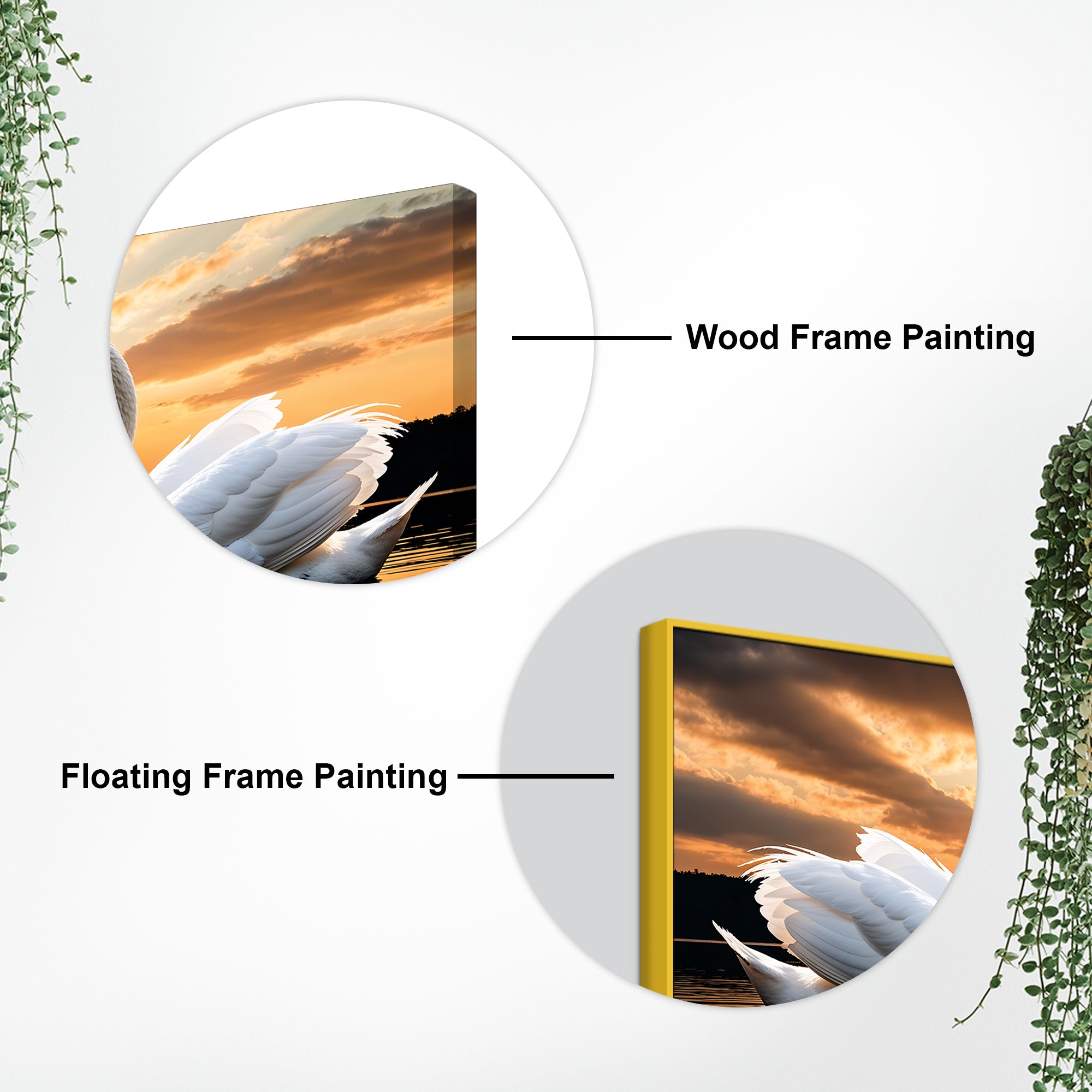 Swan Love Canvas Wall Painting for Bedroom Home Décor