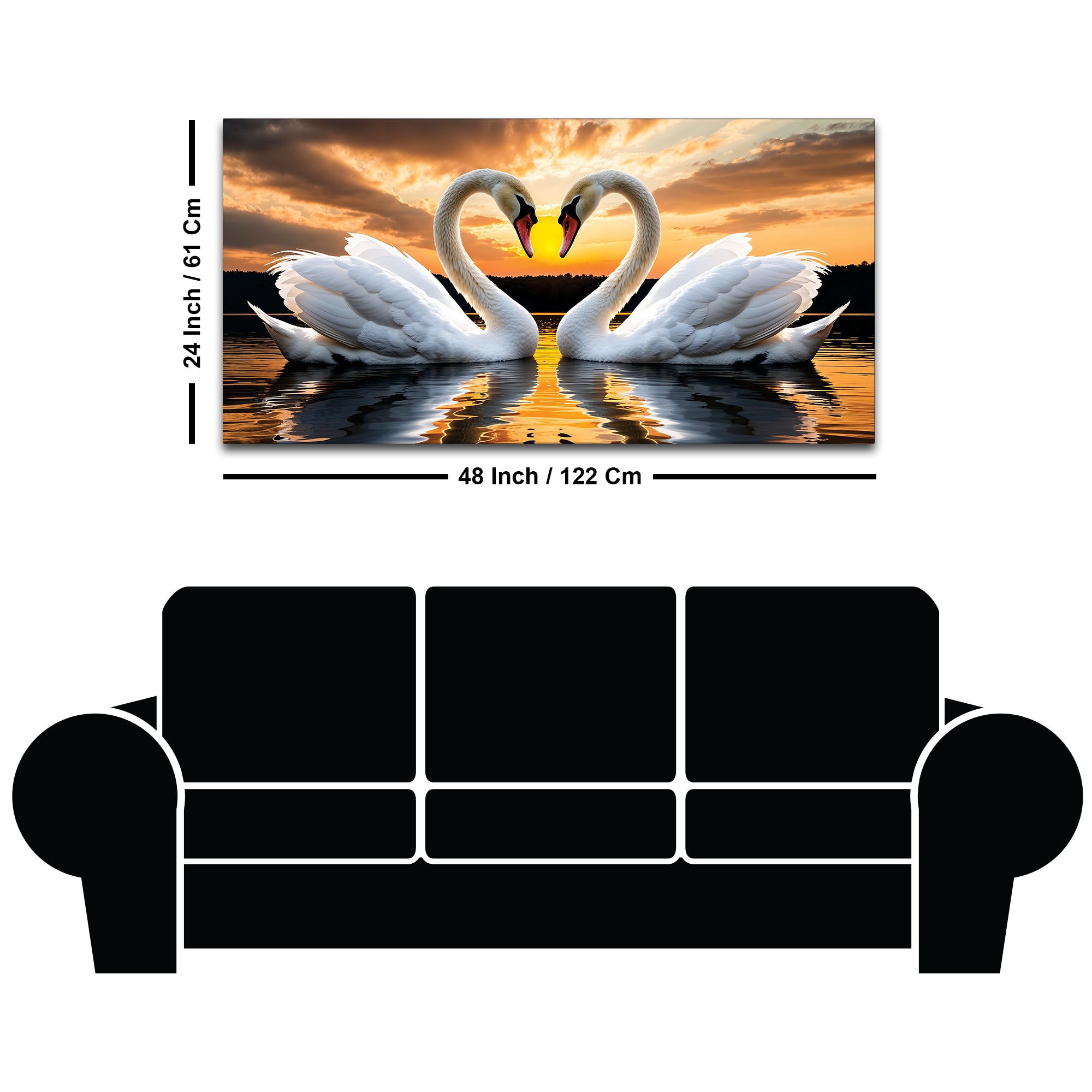 Swan Love Canvas Wall Painting for Bedroom Home Décor