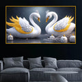 Swan Pair Love Theme Crystal Glass Painting for Stylish Home Décor
