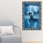 Symbol of Shiva’s Energy Floral Border Vertical Wall Painting