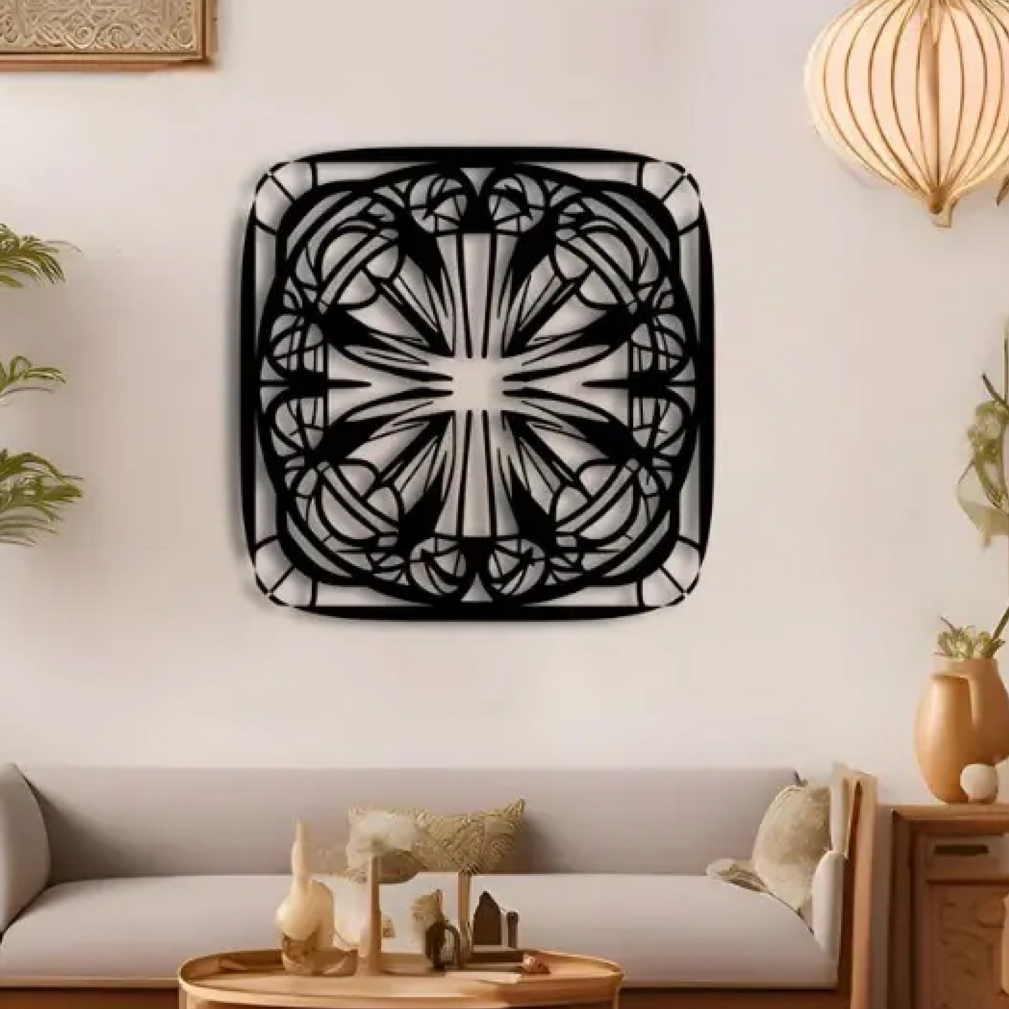 Symmetrical Mandala Fine Square Metal Art Wall Decor