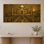 Taj Mahal at Sunset Golden Metallic Look 3D Canvas Wall Painting
