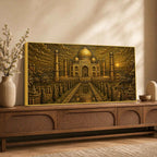 Taj Mahal at Sunset Golden Metallic Look 3D Canvas Wall Painting