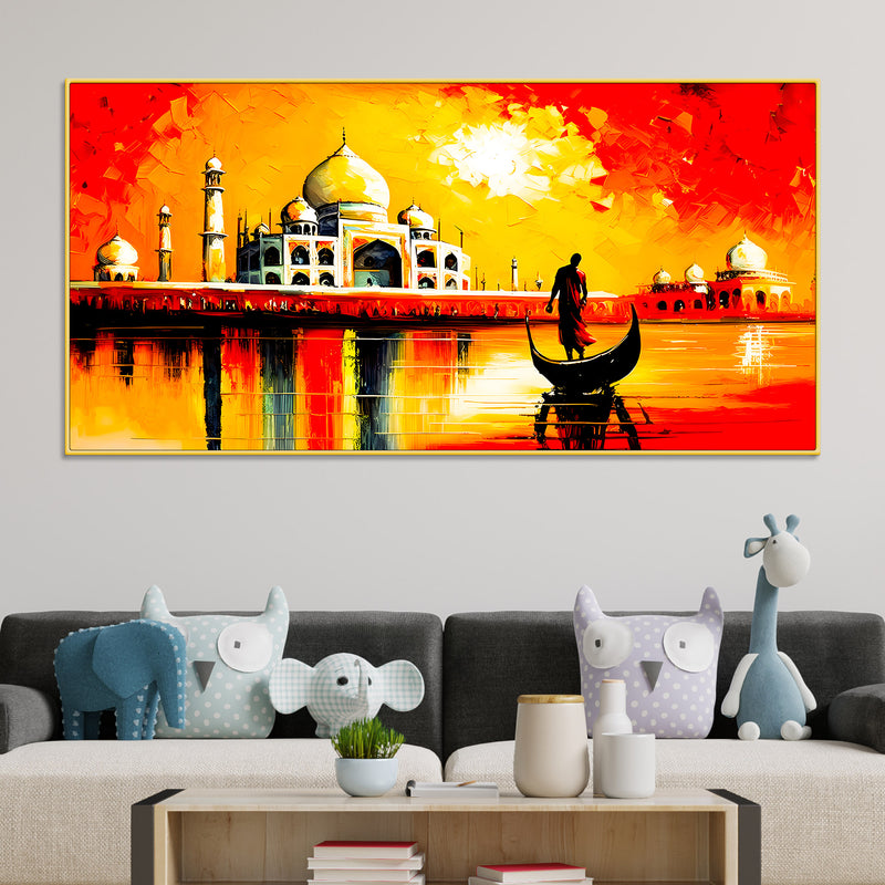 taj-mahal-sunset-wall-art-painting-for-home-decoration