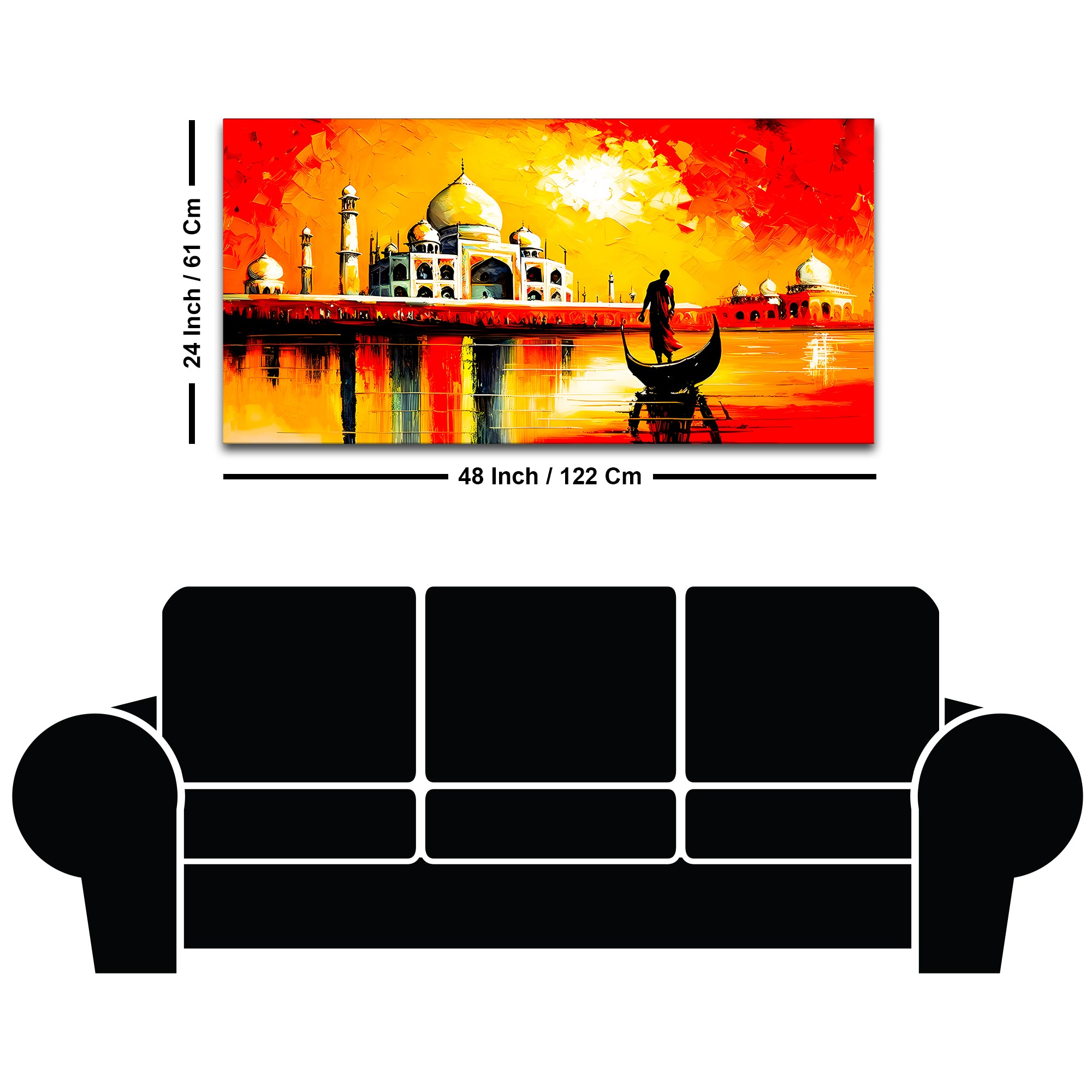 Taj Mahal Sunset Wall Art Painting for Home Decoration