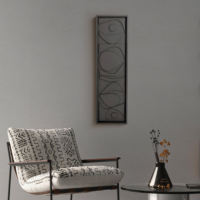 Tall Black 3D Wall Art Panel with Geometric Abstract Design