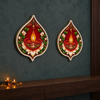 Teardrop Diya Neon Wall Lights with Lotus Design for Home, Mandir & Shop Decoration
