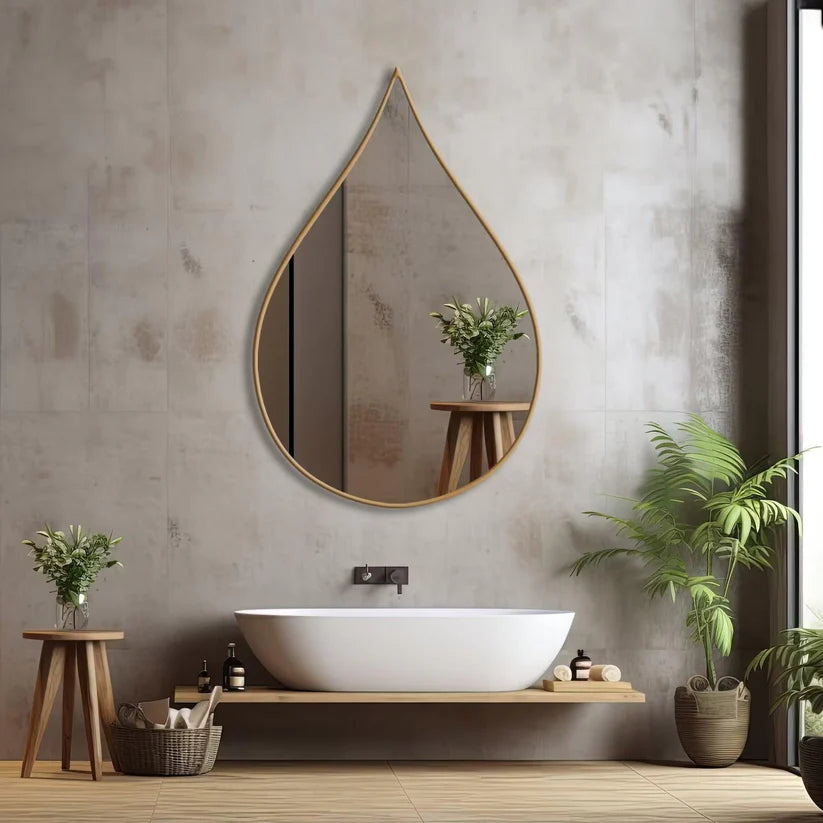 Teardrop Wall Mirror in Modern Black Frame