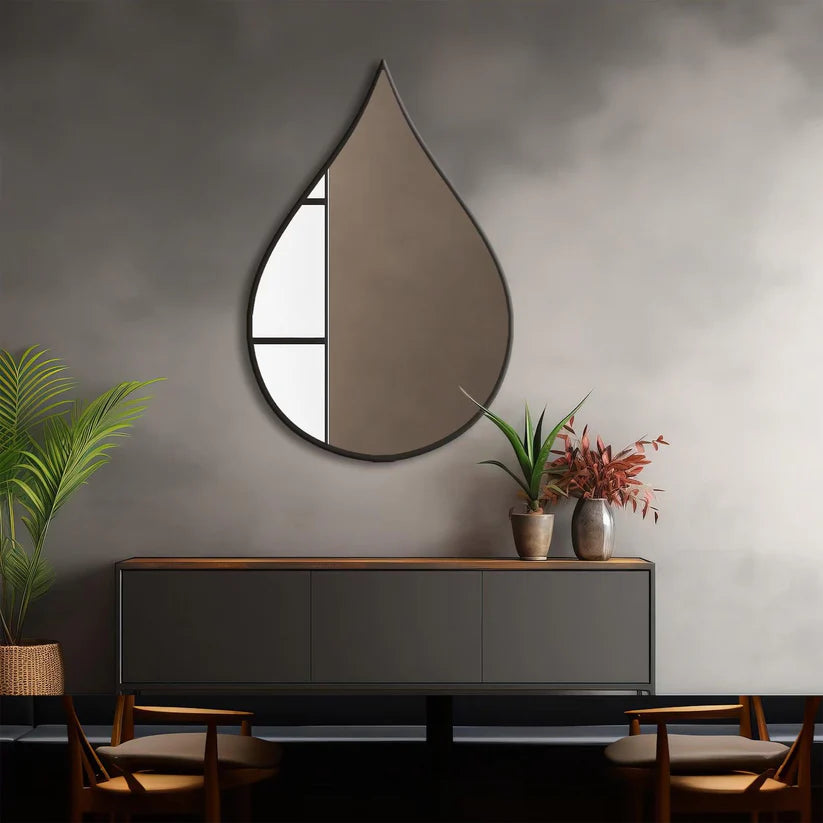 Teardrop Wall Mirror in Modern Black Frame