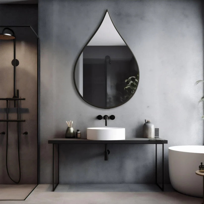 Teardrop Wall Mirror in Modern Black Frame