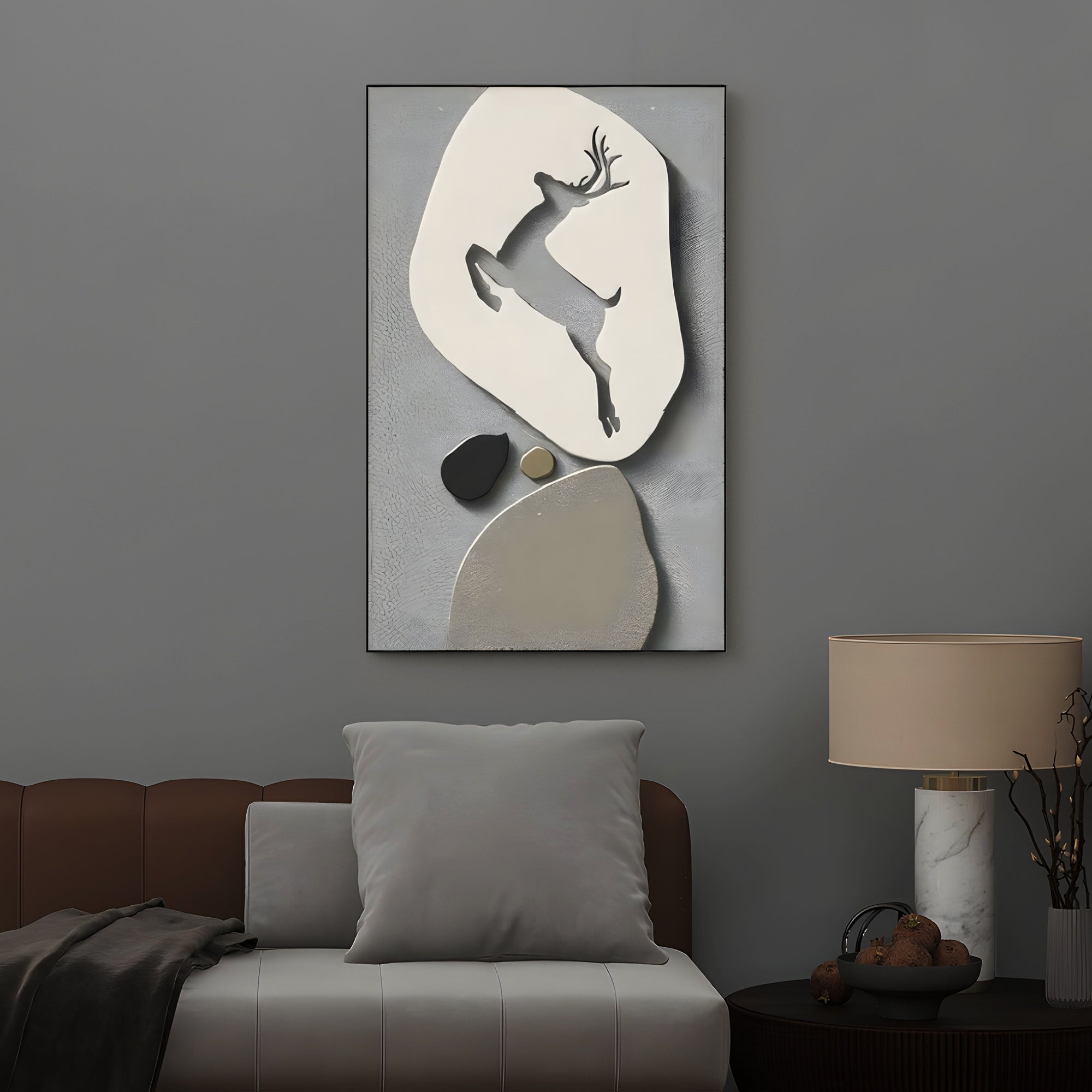 Textured Animal Modern Deer Silhouette 3D Wall Art Home Decor