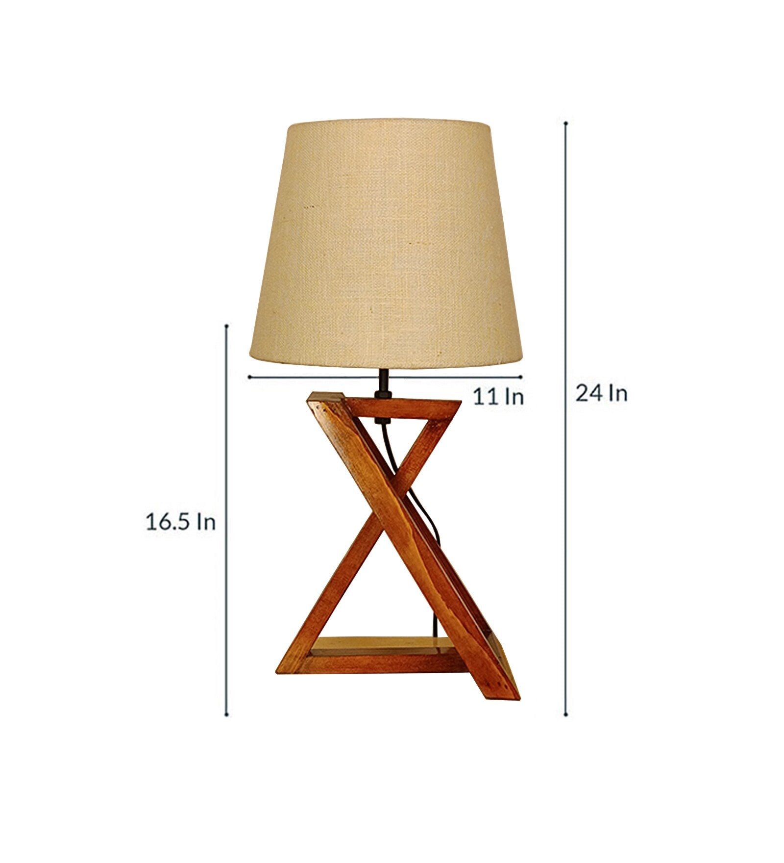 Textured Wooden Table Lamp with Jute Shade & Brown Base