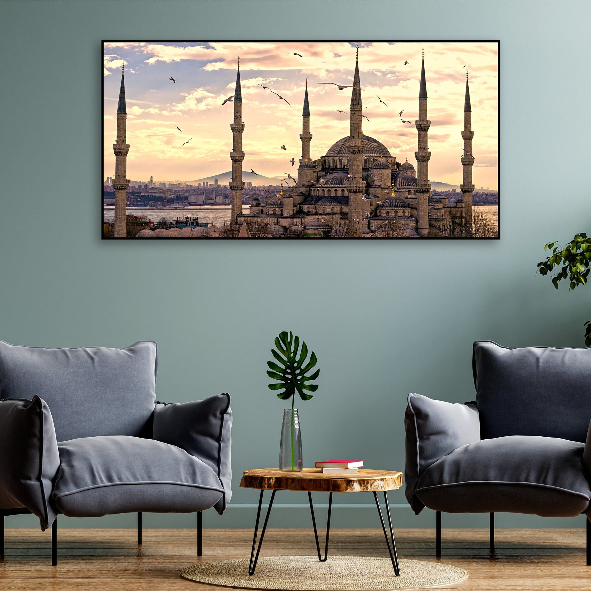 The Blue Mosque Premium Floating Frame Islamic Wall Painting