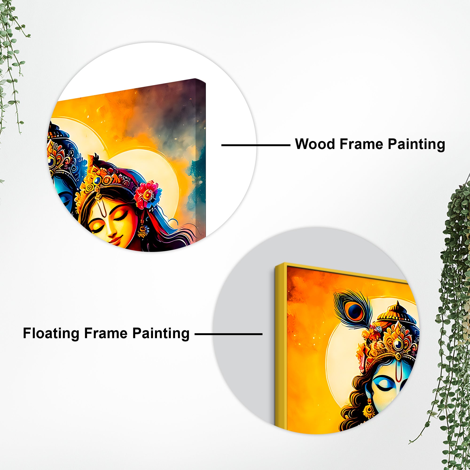 The Eternal Bond of Shri Radha Krishna Canvas Wall Painting for Home – Modern Spiritual Wall Decor