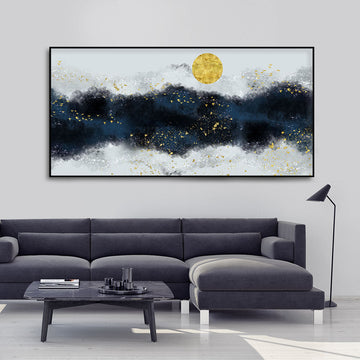 The Golden Moon Modern Abstract Art Canvas Wall Painting