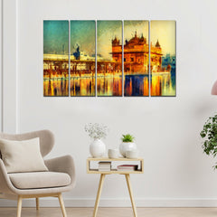 The Golden Temple Canvas Wall Painting Set of Five