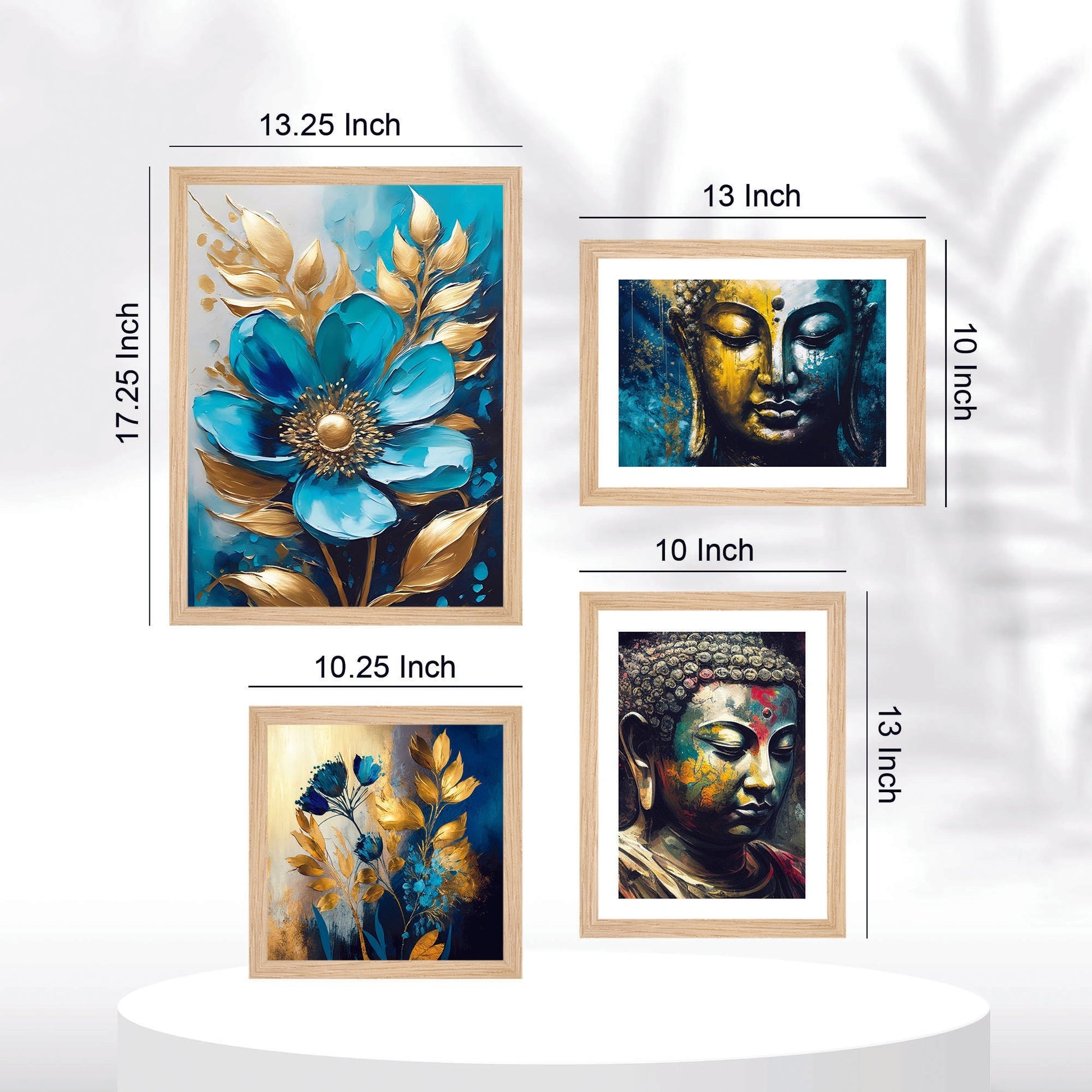 The Joyful Buddha Spiritual Wall Frame Set of Four