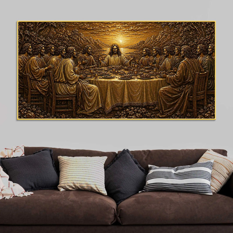 The Last Supper of Jesus Christ Metallic Look 3D Canvas Wall Painting