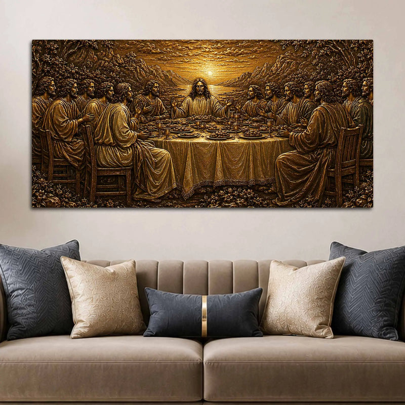 The Last Supper of Jesus Christ Metallic Look 3D Canvas Wall Painting