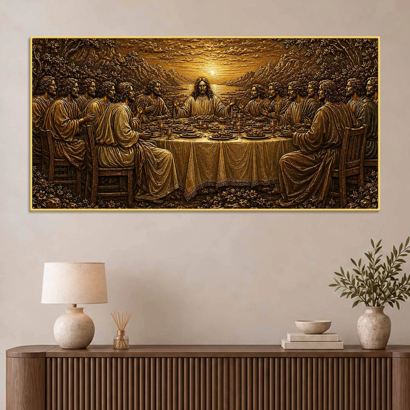 The Last Supper of Jesus Christ Metallic Look 3D Canvas Wall Painting