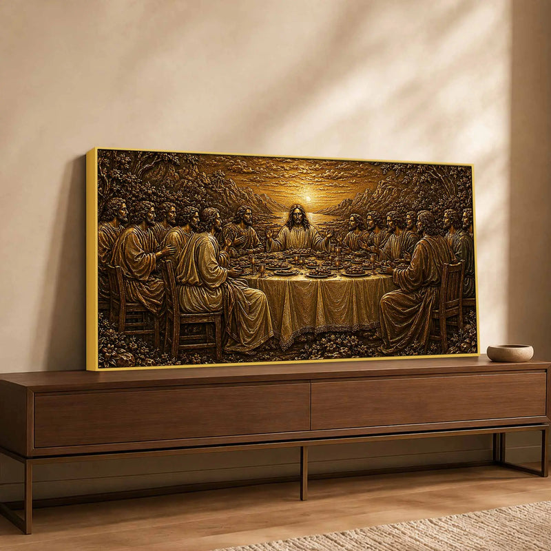 The Last Supper of Jesus Christ Metallic Look 3D Canvas Wall Painting
