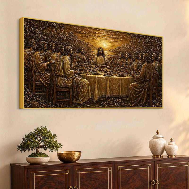 The Last Supper of Jesus Christ Metallic Look 3D Canvas Wall Painting