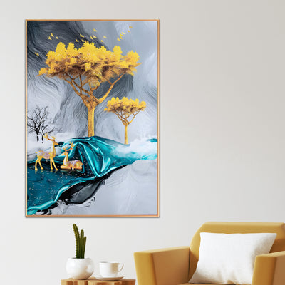 The Paradise on Earth Framed Crystal Glass Painting