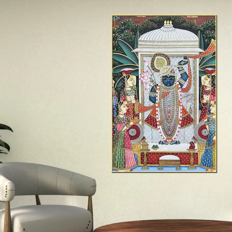 The Serene Temple Gathering of Shrinathji Canvas Wall Painting
