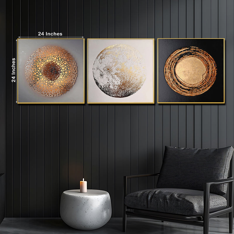 The Stars of Galaxy Framed Crystal Glass Painting Set of 3