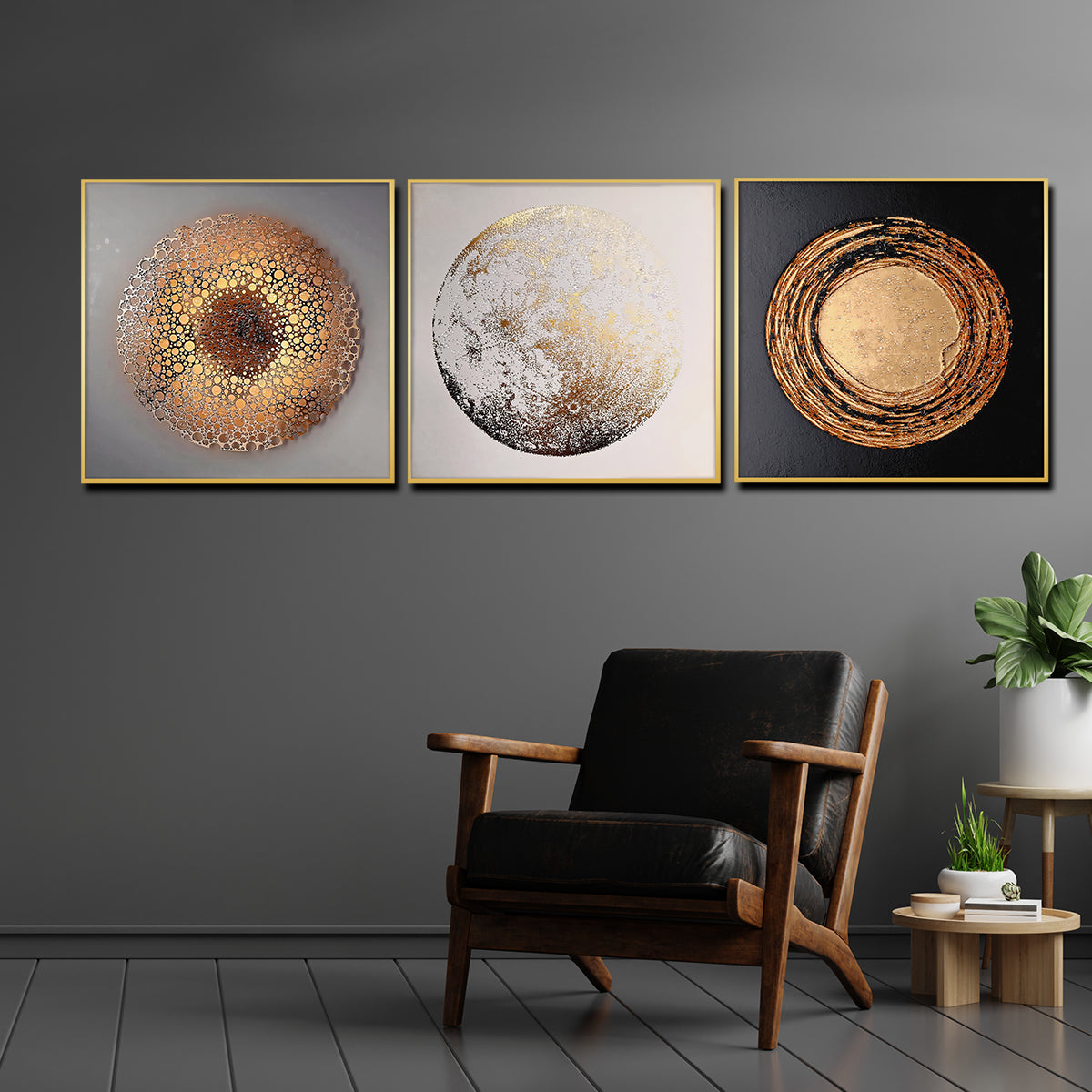 The Stars of Galaxy Framed Crystal Glass Painting Set of 3