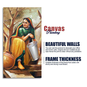 The Village Well Vertical Canvas Wall Painting