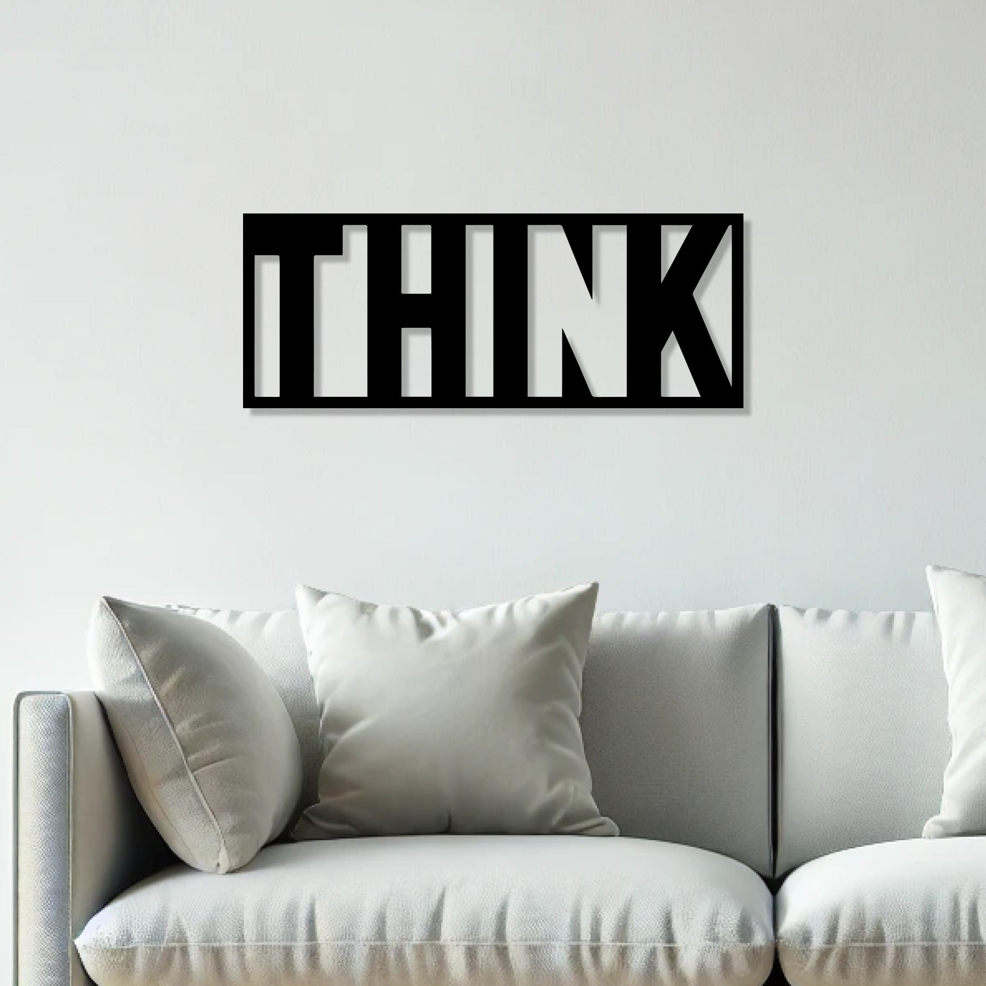 Think Text Rectangle Shape Metal Art Wall Decor