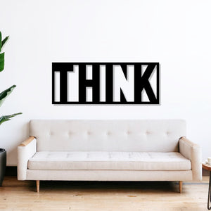Think Text Rectangle Shape Metal Art Wall Decor