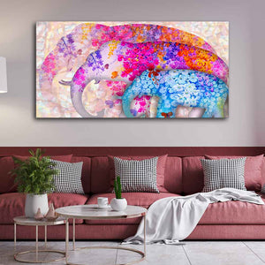 Three Abstract Art Elephants Canvas Wall Painting