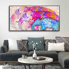 Three Abstract Art Elephants Canvas Wall Painting