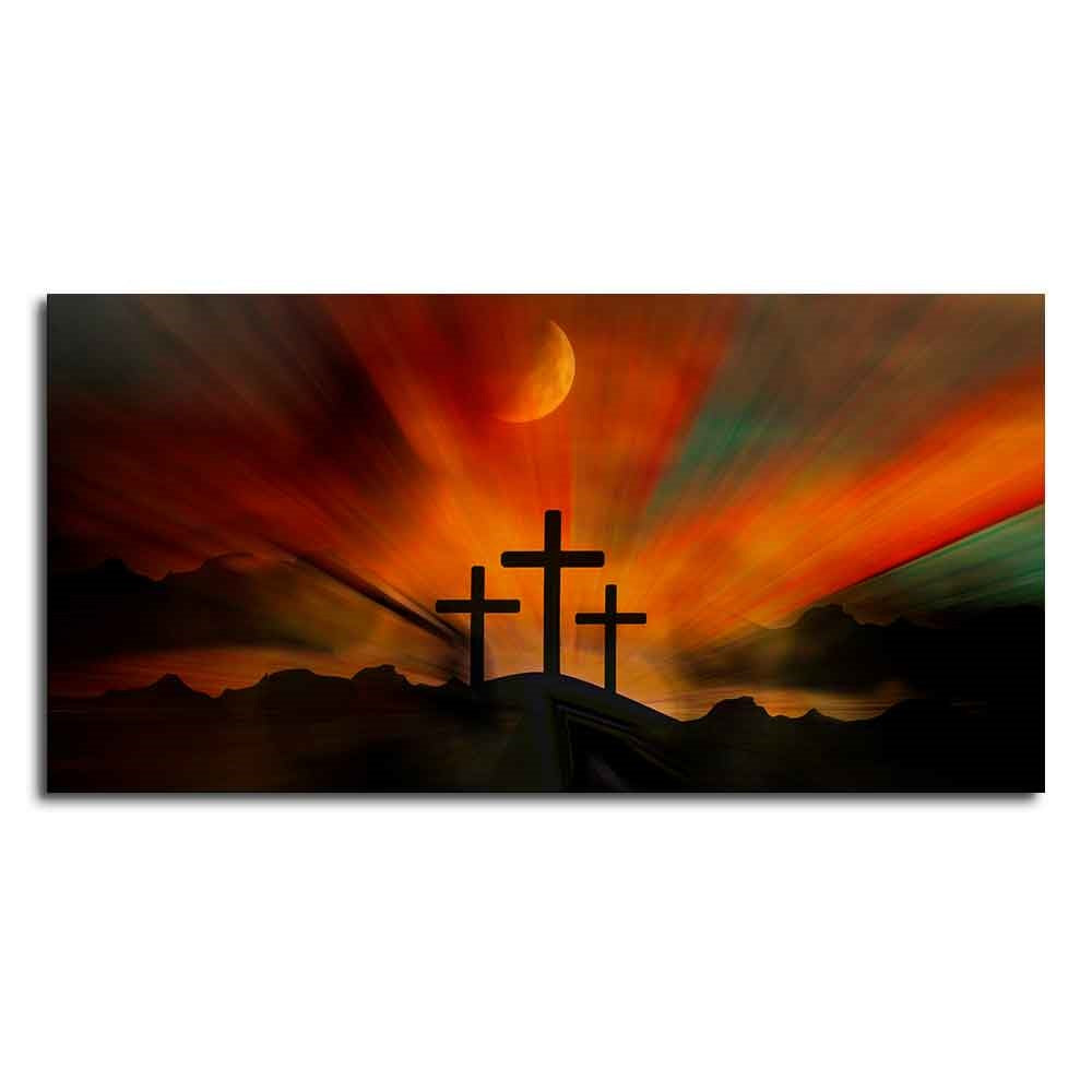 Three Cross Silhouette Canvas Wall Painting