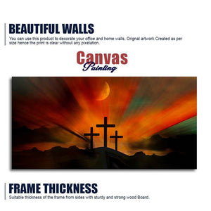 Three Cross Silhouette Canvas Wall Painting