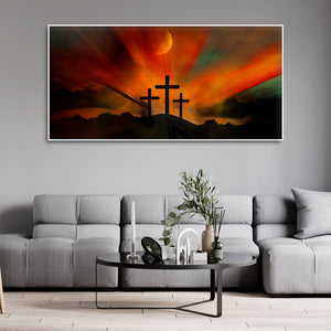 Three Cross Silhouette Canvas Wall Painting