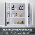 Three Door White Bathroom Mirror Cabinet