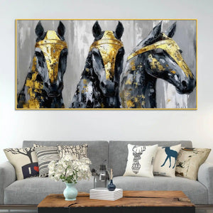 Three Horses Abstract Wall Canvas Painting